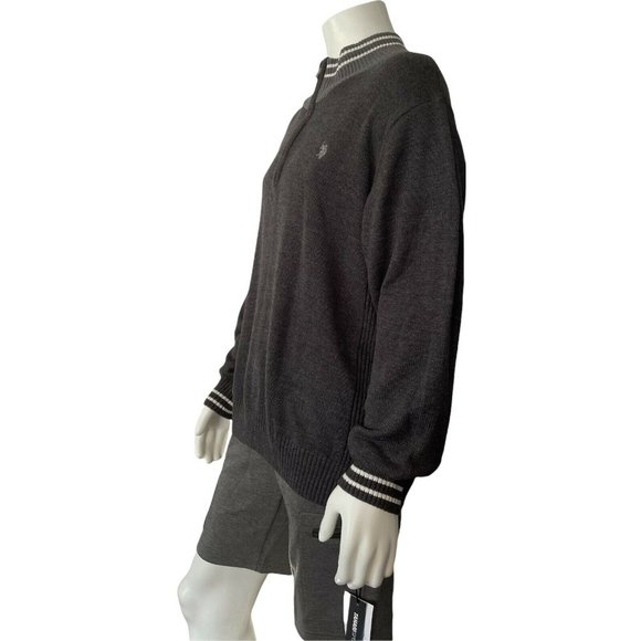 🔧Men’s Big Tall Sweater Size 2X U.S.POLO ASSN Mock Neck 1/4 Zip Dark - Picture 2 of 12